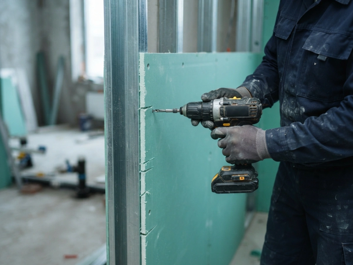 Placas resistentes à umidade (RU) — serviço de gesso e drywall da Buzato Engenharia